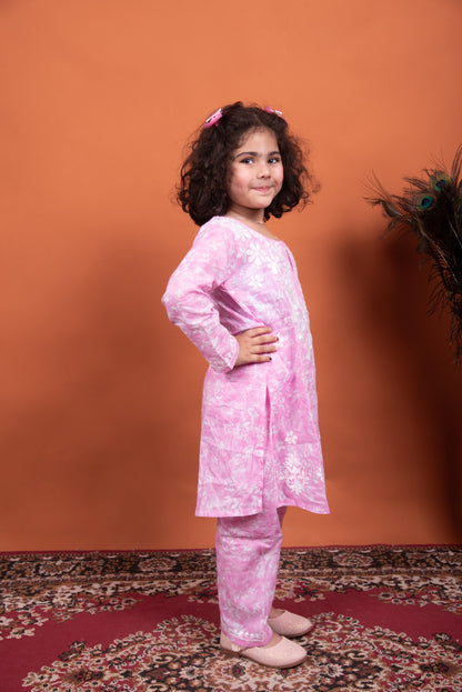 Little Angel's Dream: Pink Mulmul Chikankari Kids Dress