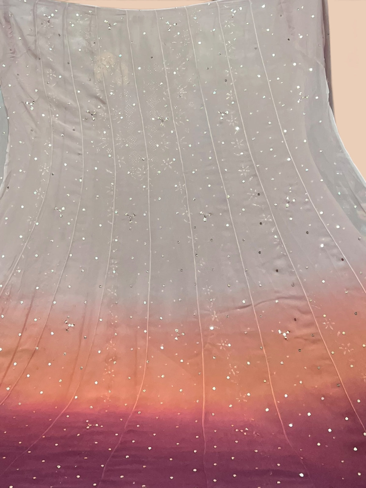Noor e Mehfil - Semi-Stitched Tri-Colour Mukaish Anarkali with Dupatta