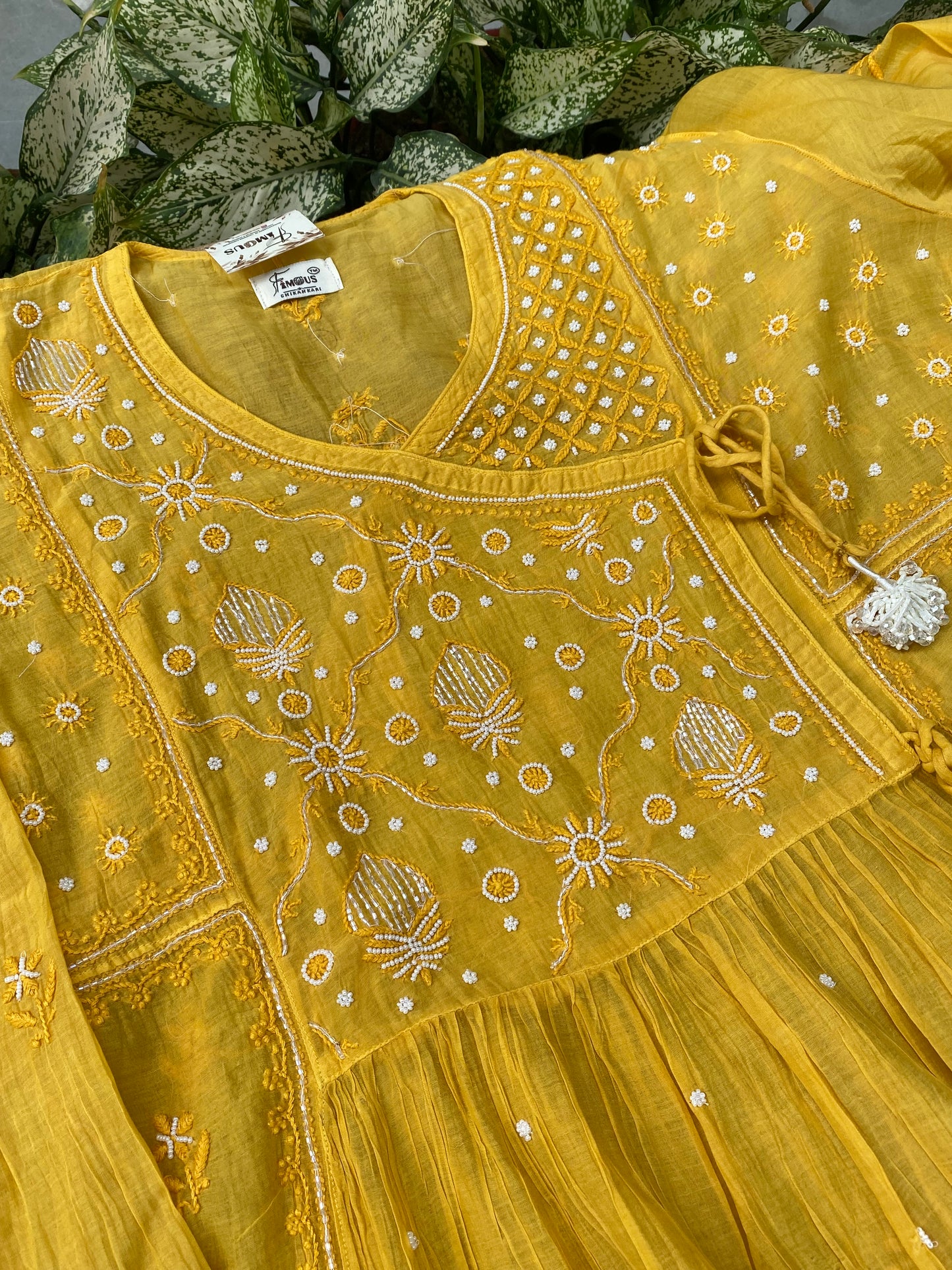 Mahnoor (ماہ نور) Chikankari Semi-Stitched Angarkha With Dupatta - Famous Chikankari