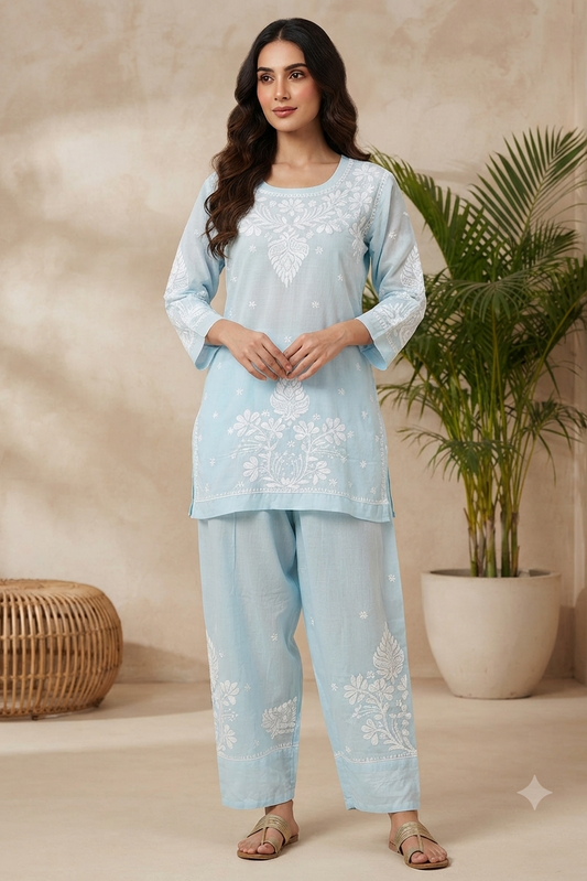 Gulnaar Grace – Chikankari Farshi Co-Ord Set