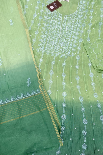 Hiba Green Ombre Chikankari Anarkali & Dupatta Set