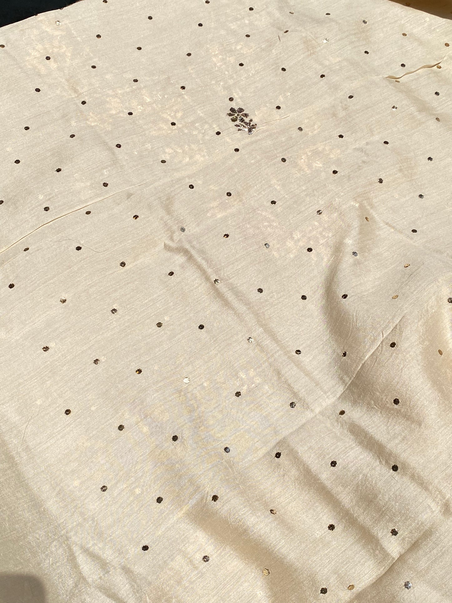 Gulmohar Tussar Moonga Silk Pitta Work Unstiched Kurta Dupatta