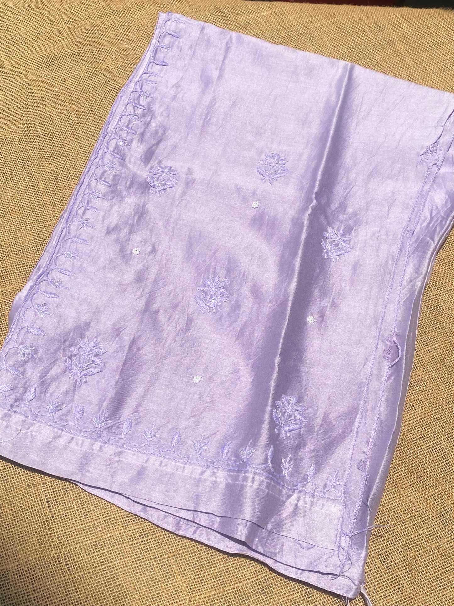 Tamanna Chikankari and Pearl Work Semi Stitched Coord Sets-Soft Lavender