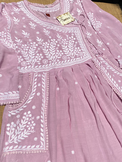 Jahanara Muslin Chikankari Gown Angarkha Style - Famous Chikankari