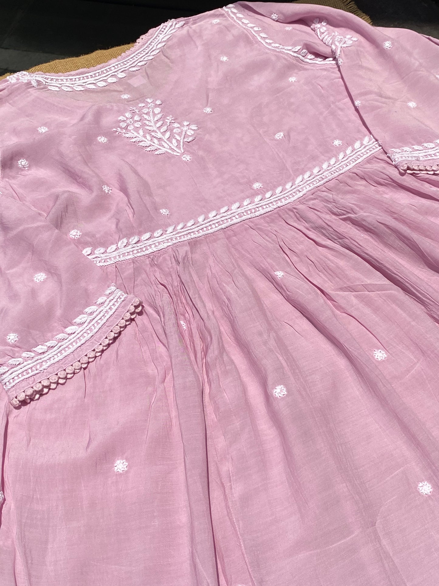 Jahanara Muslin Chikankari Gown Angarkha Style