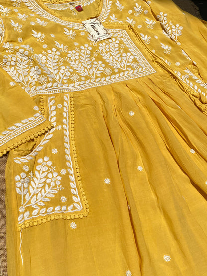Jahanara Muslin Chikankari Gown Angarkha Style - Famous Chikankari