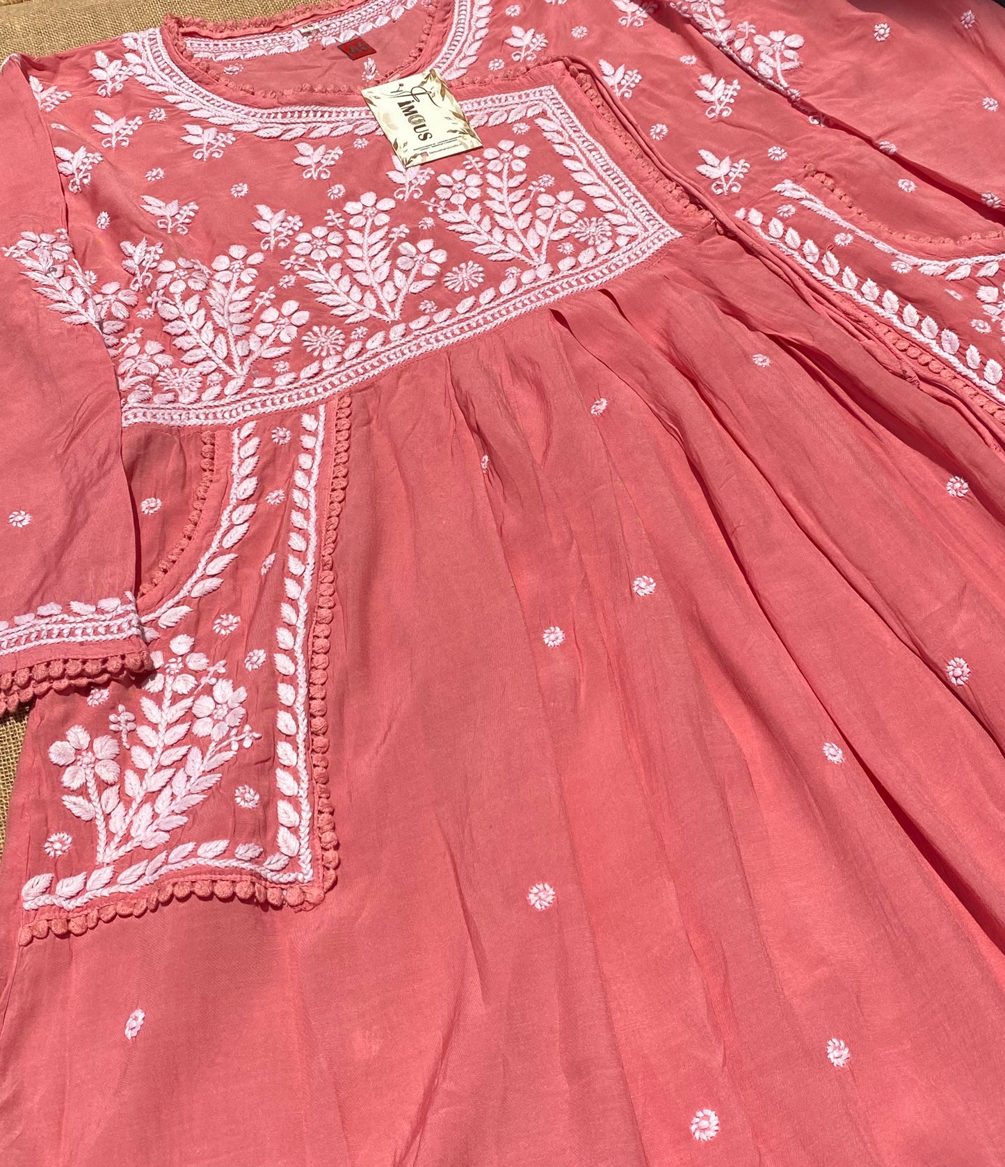 Jahanara Muslin Chikankari Gown Angarkha Style