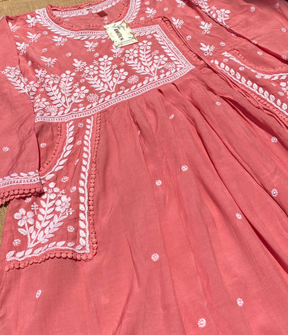 Jahanara Muslin Chikankari Gown Angarkha Style - Famous Chikankari