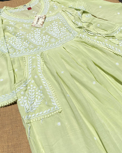 Jahanara Muslin Chikankari Gown Angarkha Style - Famous Chikankari