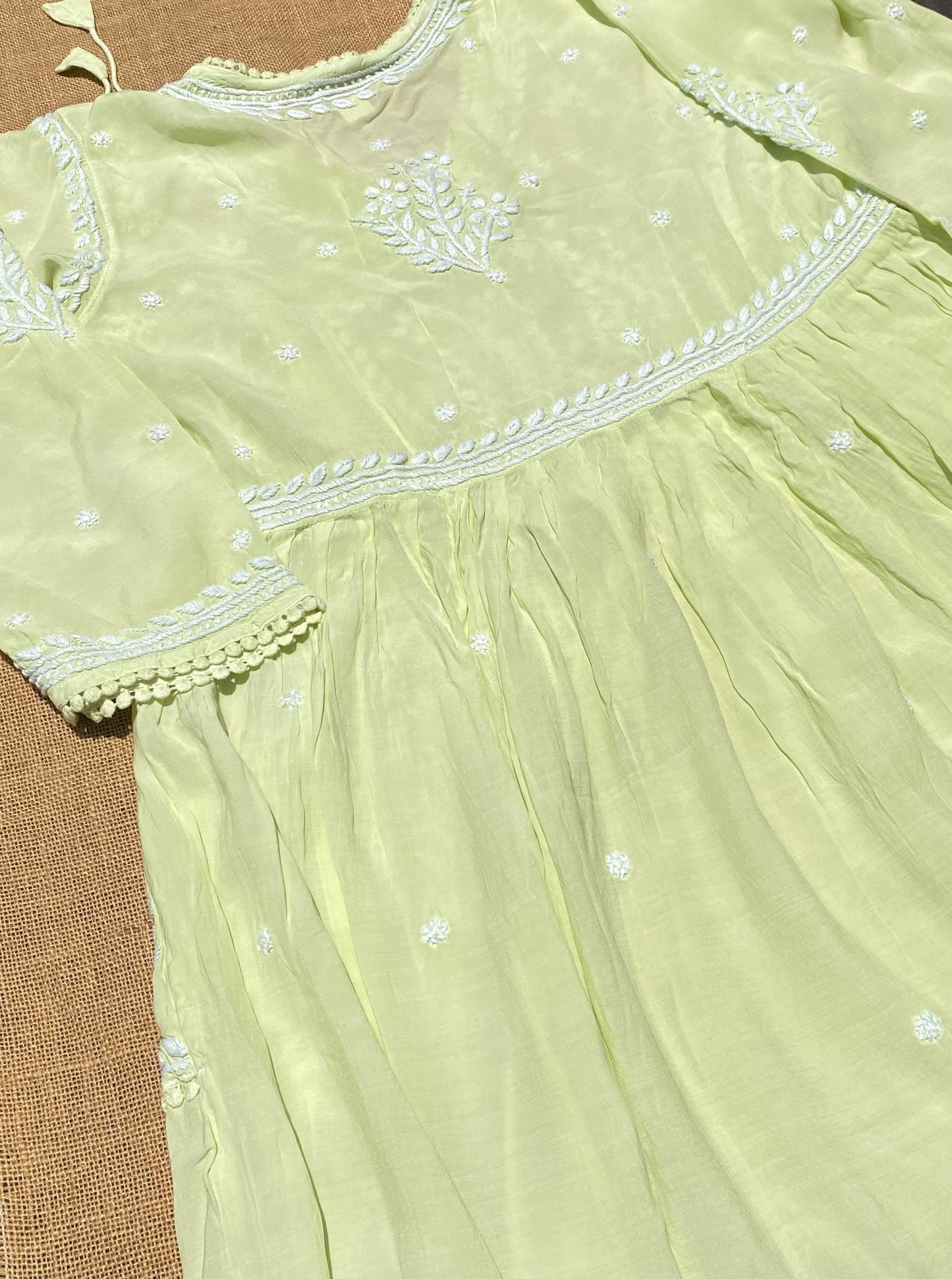 Jahanara Muslin Chikankari Gown Angarkha Style