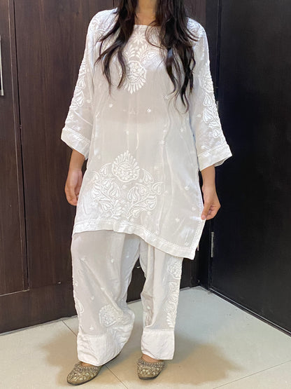 Gulnaar Grace – Chikankari Farshi Co-Ord Set - Famous Chikankari