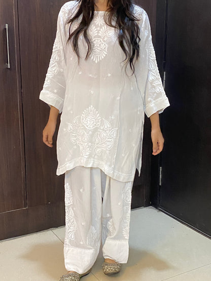 Gulnaar Grace – Chikankari Farshi Co-Ord Set - Famous Chikankari
