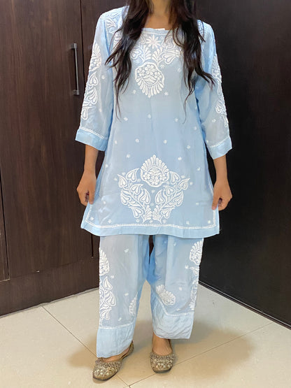 Gulnaar Grace – Chikankari Farshi Co-Ord Set - Famous Chikankari
