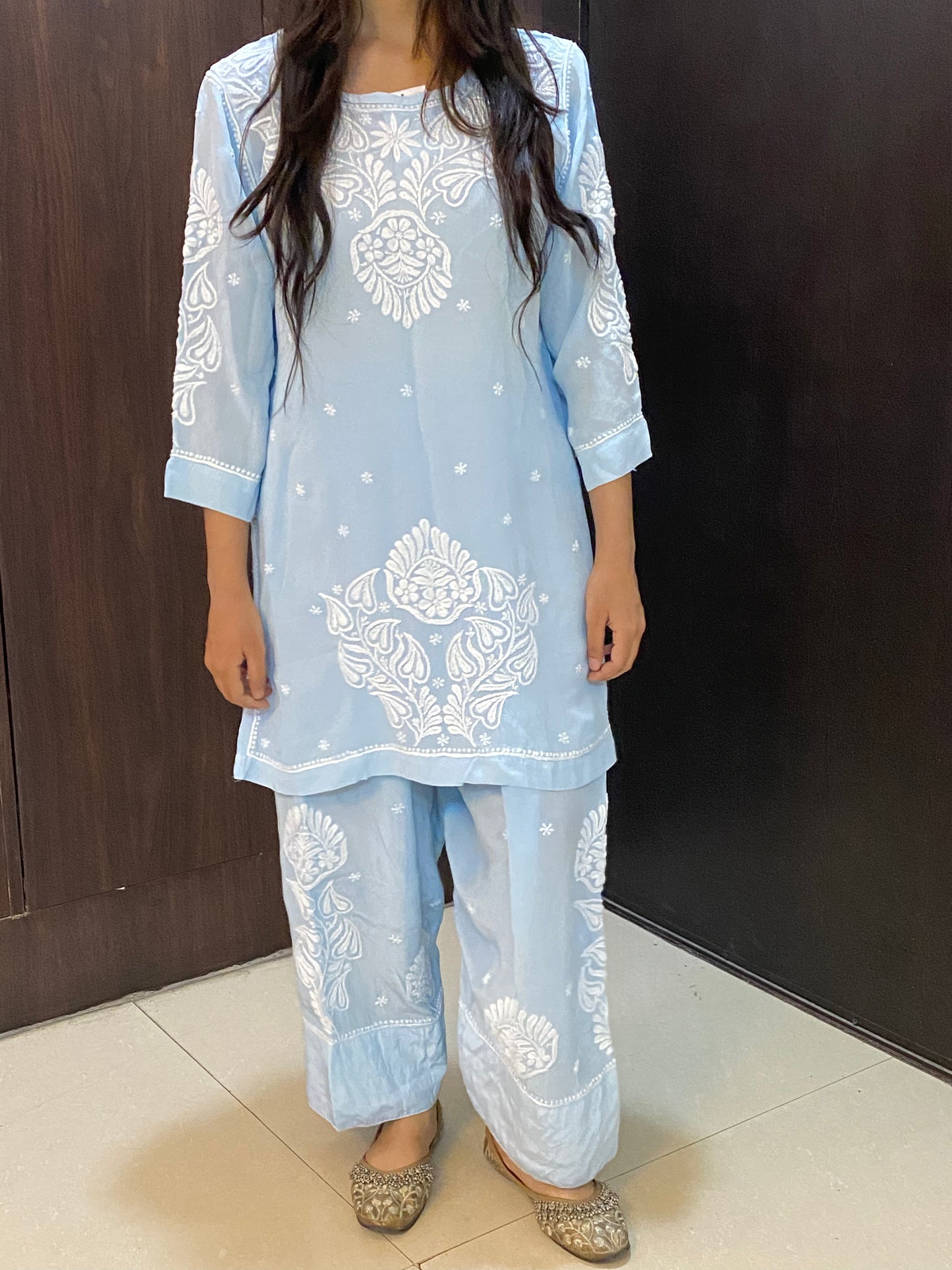 Gulnaar Grace – Chikankari Farshi Co-Ord Set
