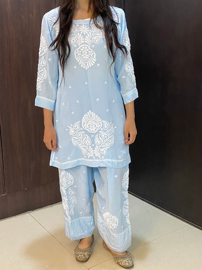 Gulnaar Grace – Chikankari Farshi Co-Ord Set - Famous Chikankari