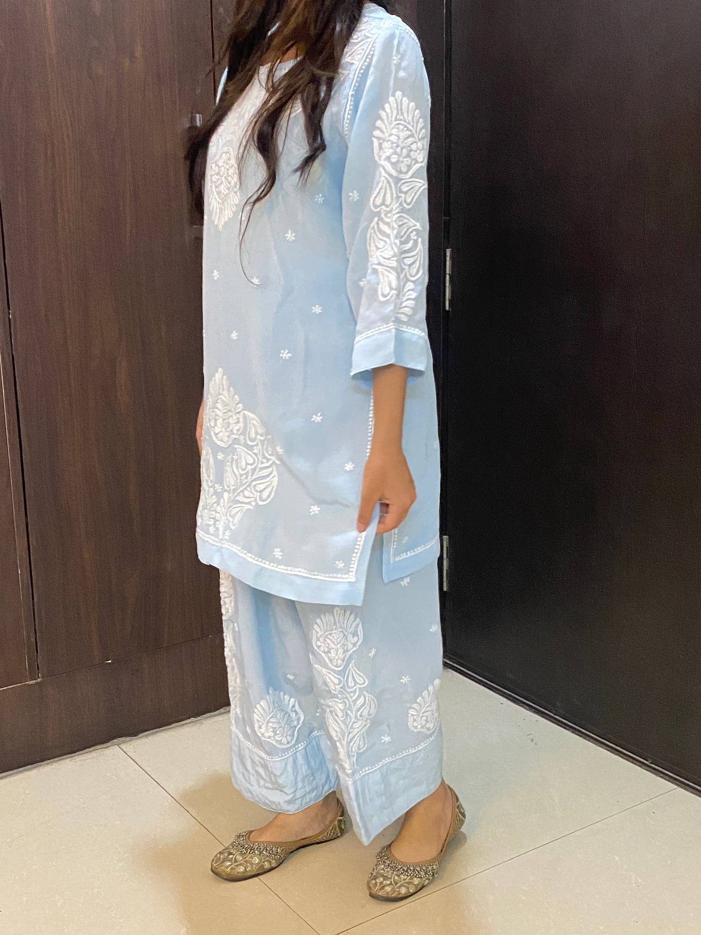 Gulnaar Grace – Chikankari Farshi Co-Ord Set