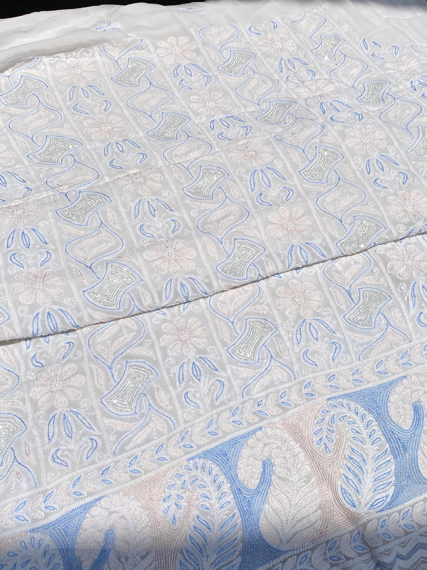 White Chikankari Jaalwork Viscose Unstitched Dress
