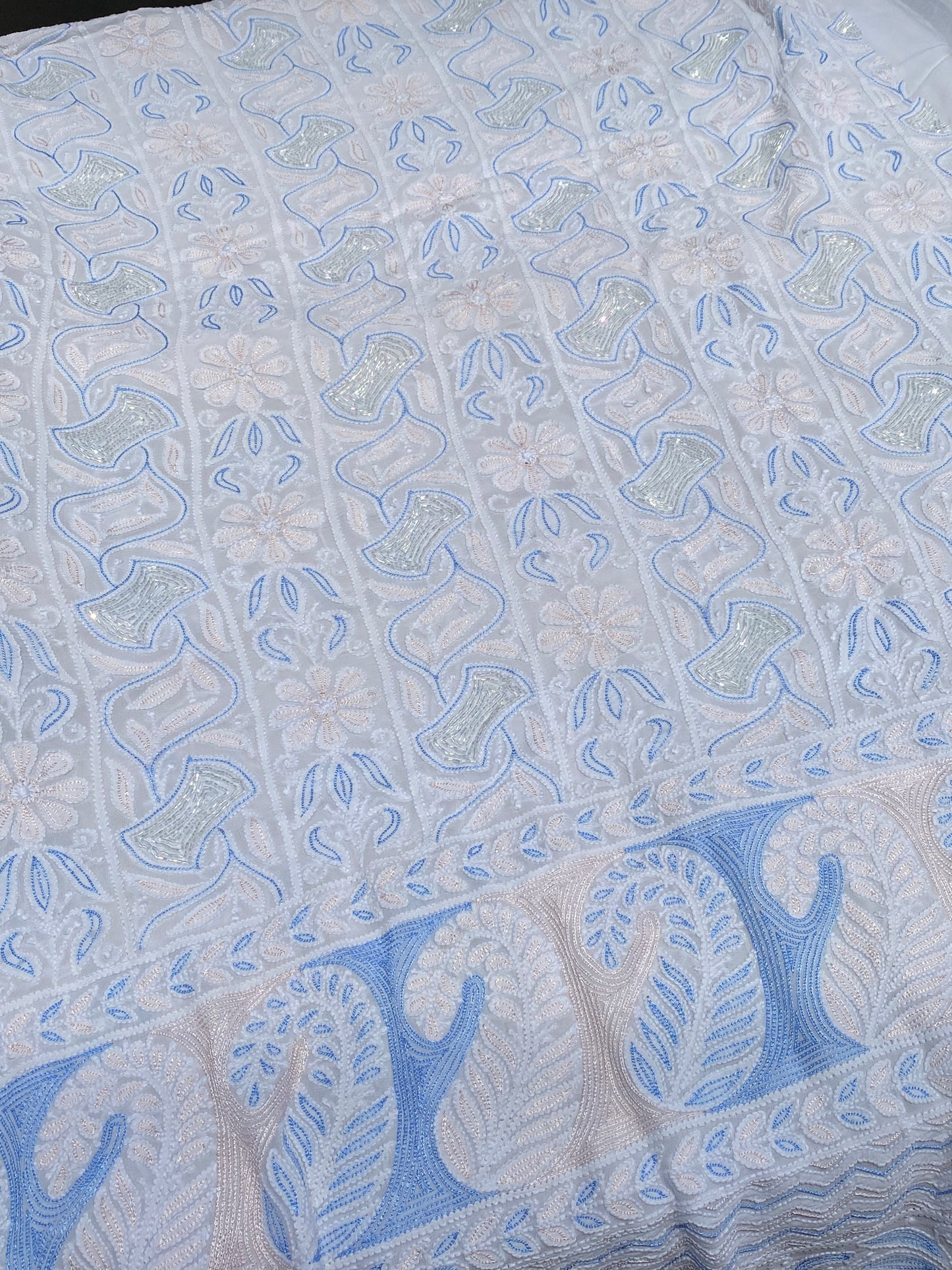 White Chikankari Jaalwork Viscose Unstitched Dress