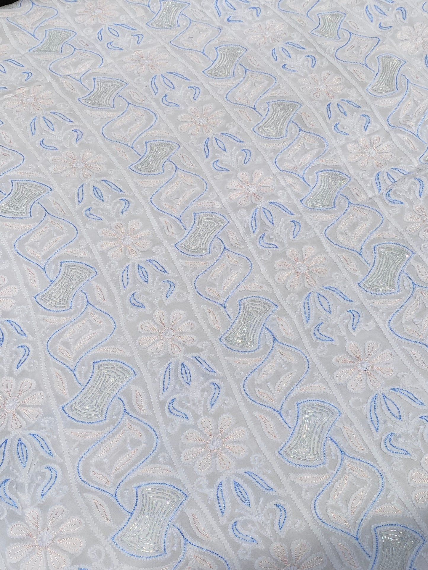 White Chikankari Jaalwork Viscose Unstitched Dress