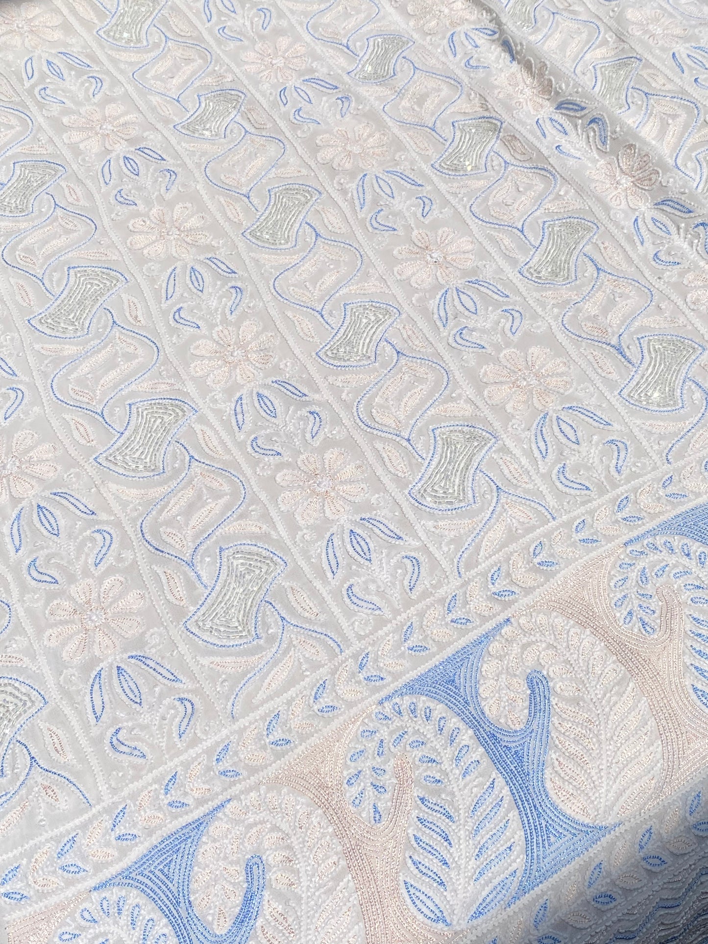 White Chikankari Jaalwork Viscose Unstitched Dress