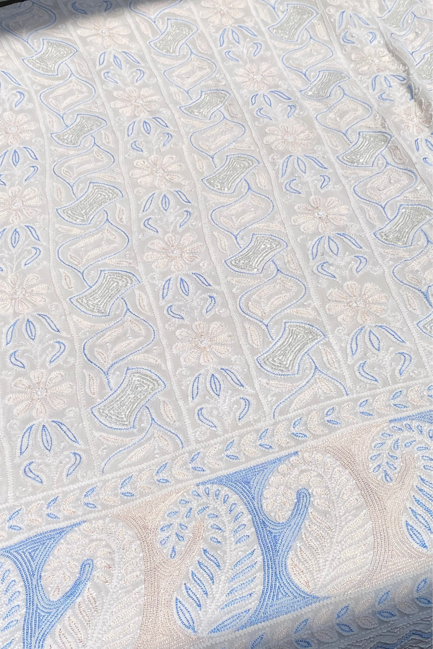 White Chikankari Jaalwork Viscose Unstitched Dress
