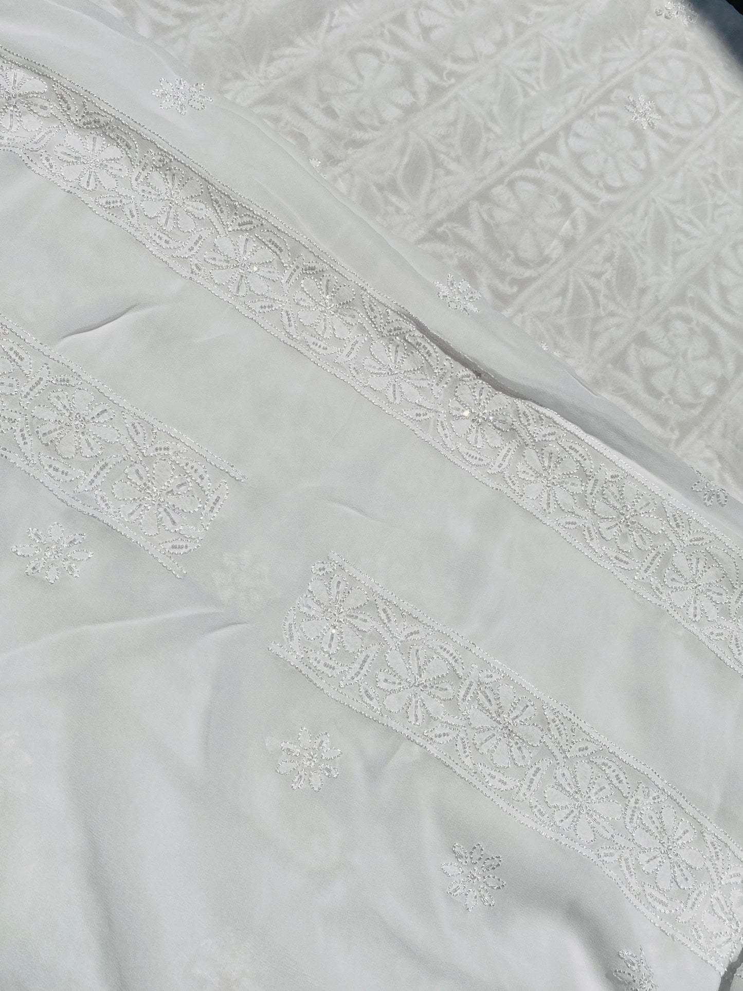 Roshan-e-Noor White Chikankari Unstitched Set