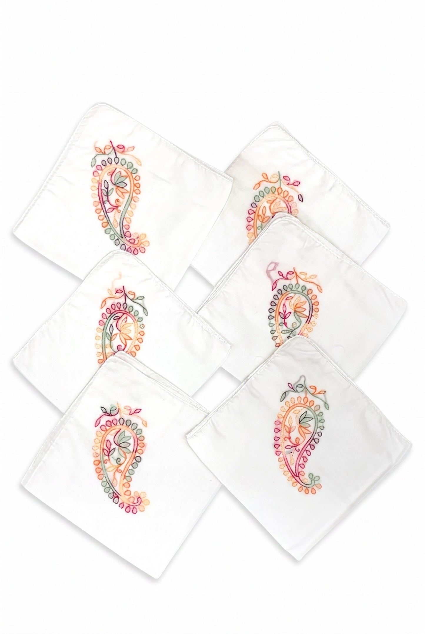 Kairi Nazakat – Handcrafted Chikankari Mul Cotton Napkins | Set of 6