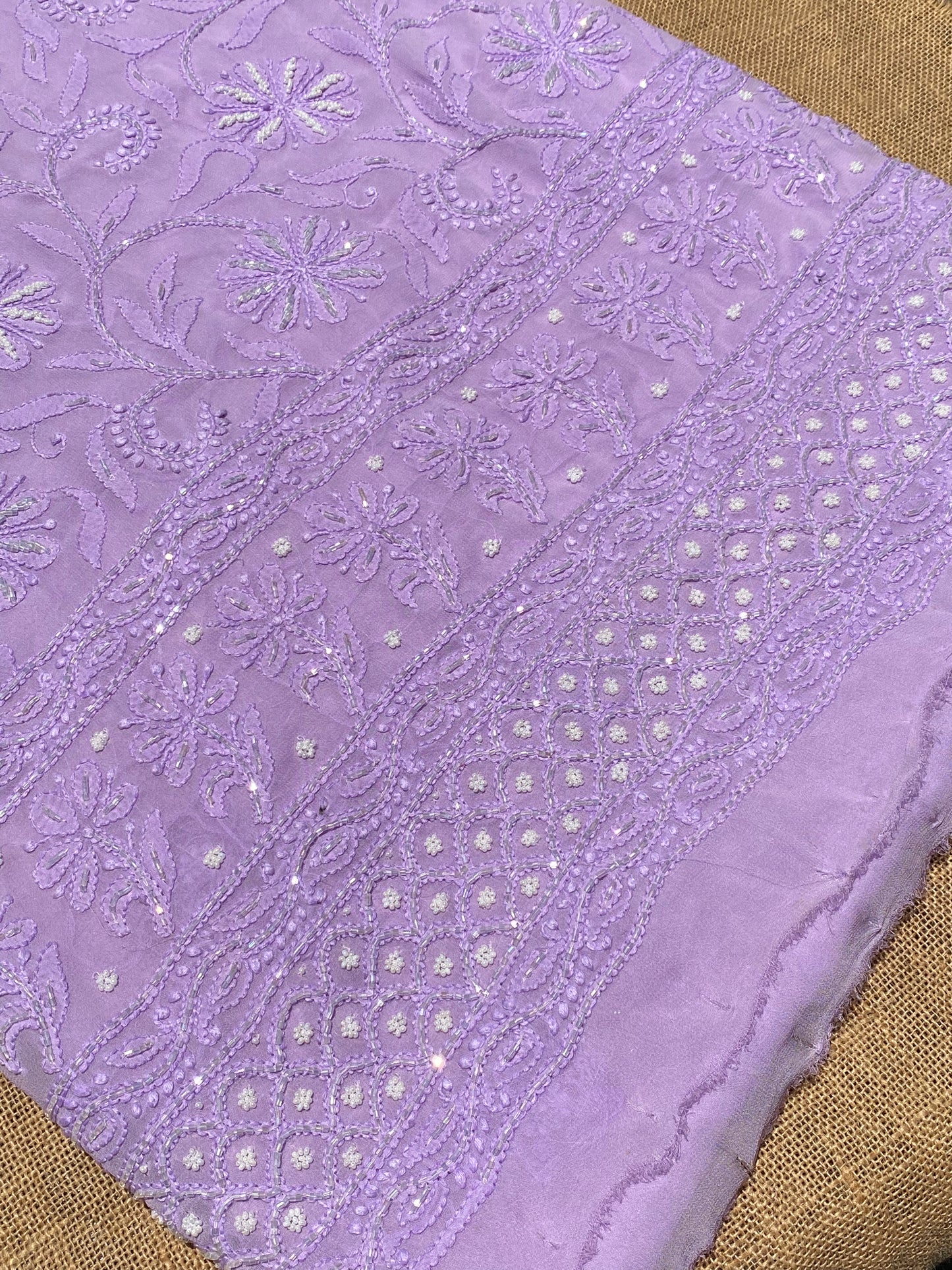 Lilac Chikankari Pure Viscose Unstiched Kurta Dupatta