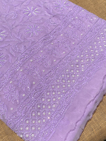 Lilac Chikankari Pure Viscose Unstiched Kurta Dupatta - Famous Chikankari