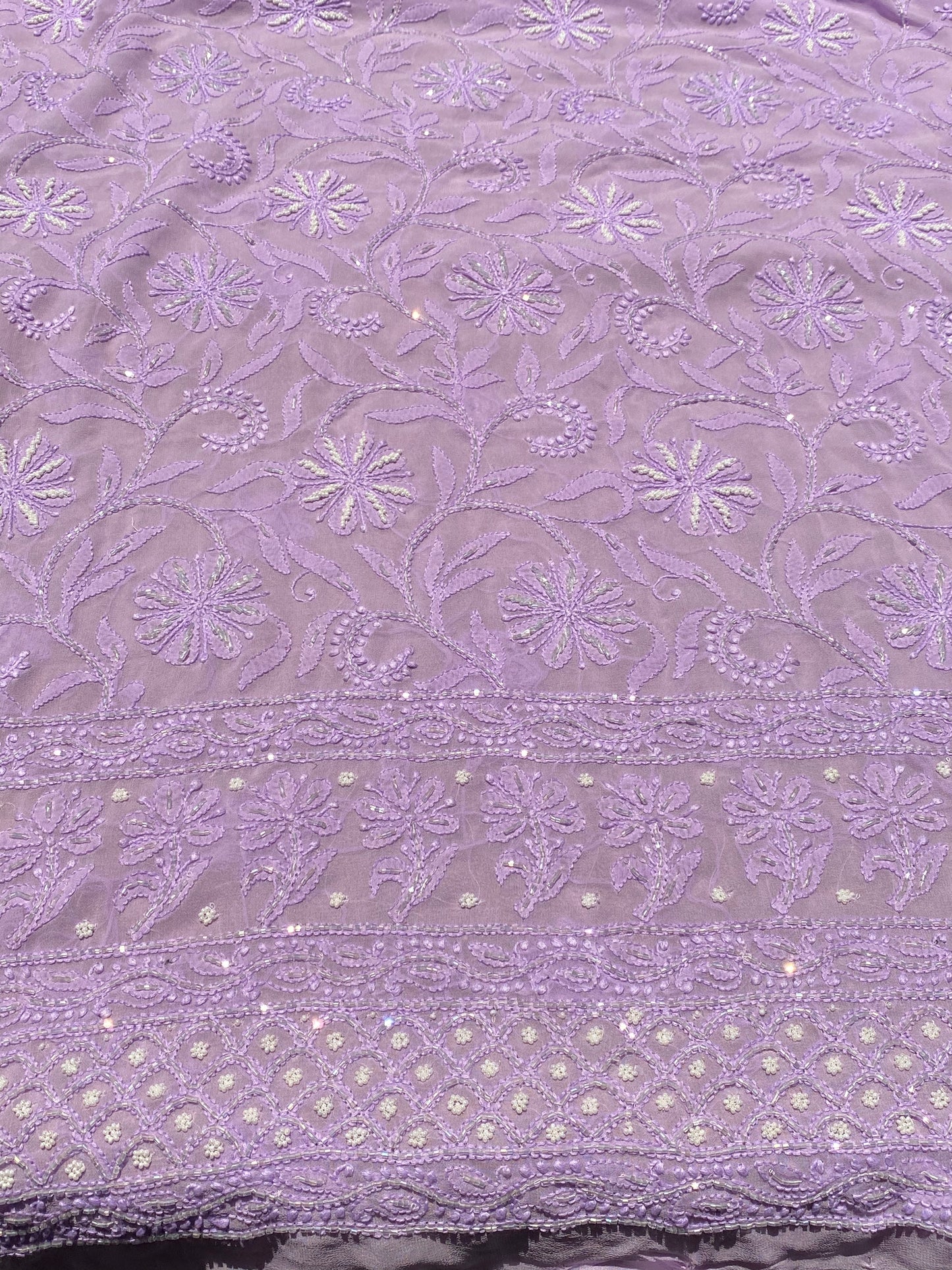 Lilac Chikankari Pure Viscose Unstiched Kurta Dupatta