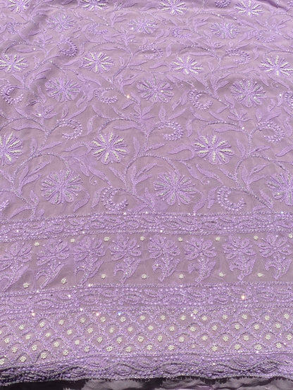 Lilac Chikankari Pure Viscose Unstiched Kurta Dupatta - Famous Chikankari