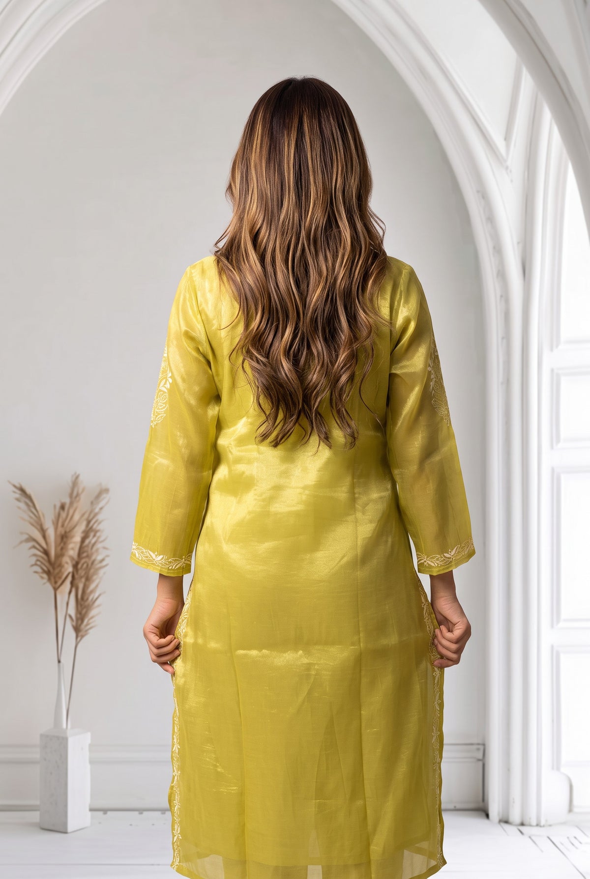 Mehek Chikankari Pure Tissue Straight Long Kurta
