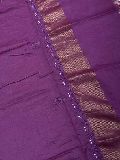 Zunaira Wine Chikankari Unstitched Kurta Dupatta