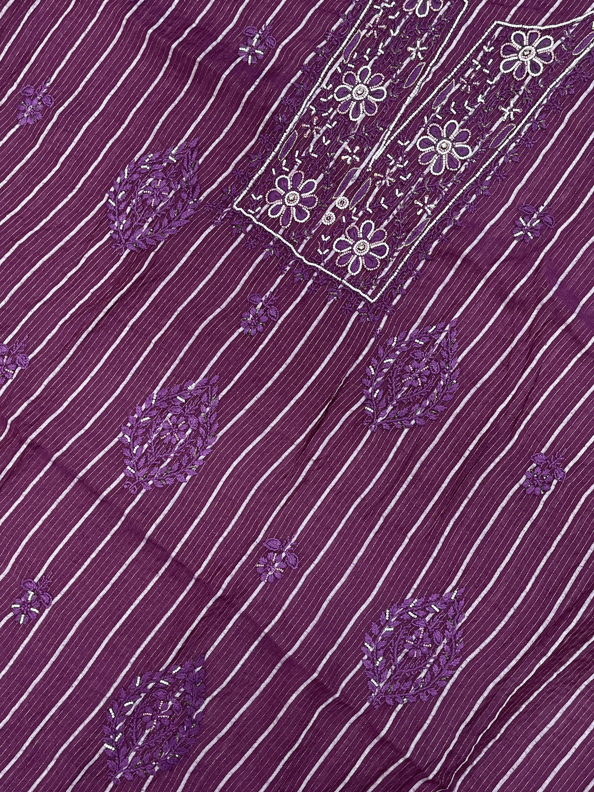 Zunaira Wine Chikankari Unstitched Kurta Dupatta
