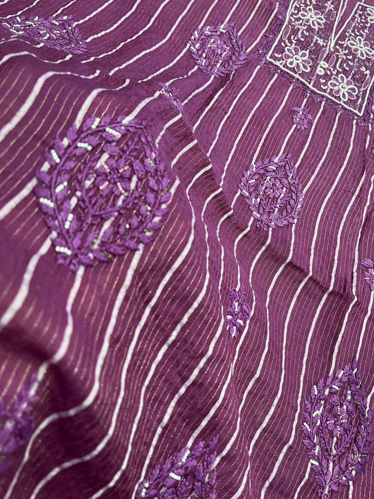 Zunaira Wine Chikankari Unstitched Kurta Dupatta
