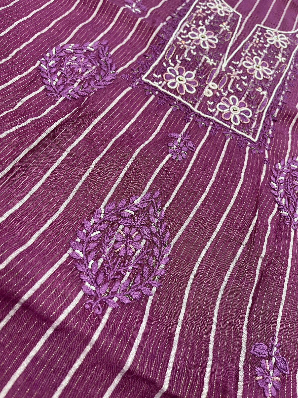 Zunaira Wine Chikankari Unstitched Kurta Dupatta