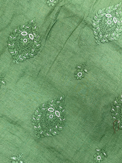 Zunaira Bottle Green Chikankari Unstitched Kurta Dupatta