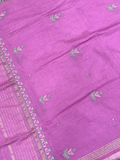 Noor-e-Mulmul Lilac Chikankari Unstiched Set
