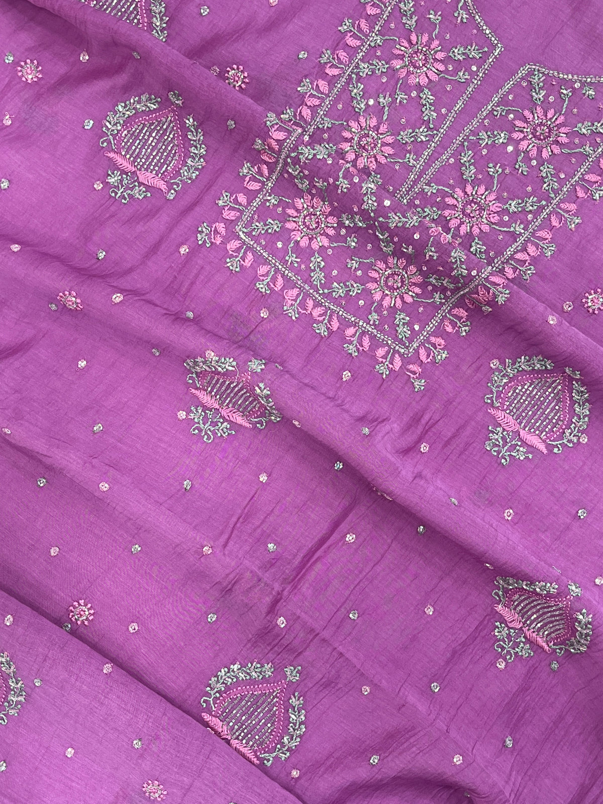 Noor-e-Mulmul Lilac Chikankari Unstiched Set