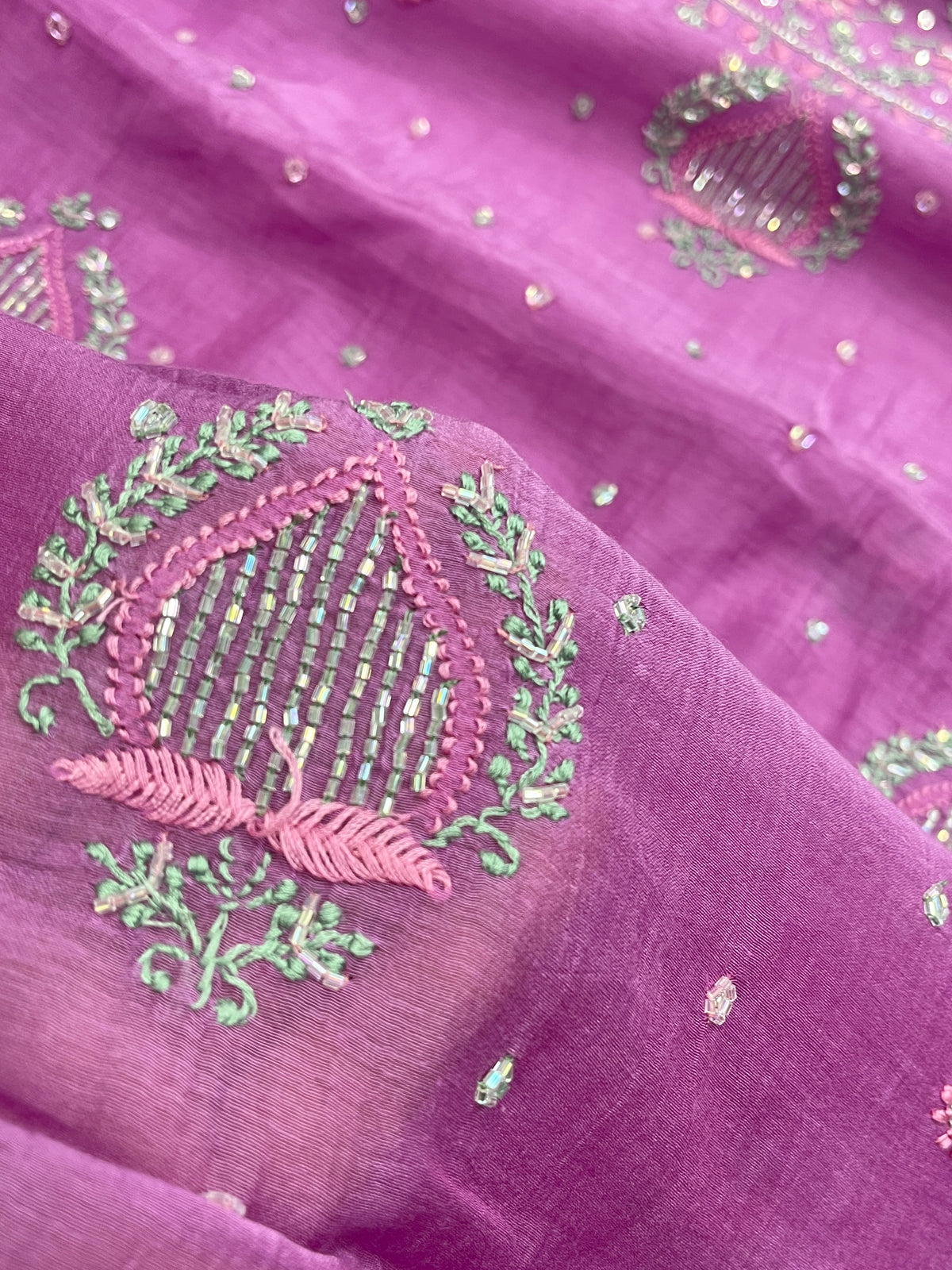 Noor-e-Mulmul Lilac Chikankari Unstiched Set