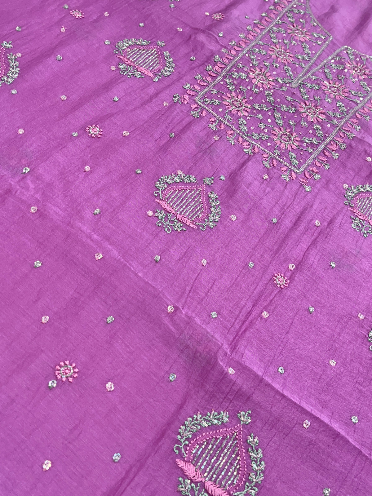 Noor-e-Mulmul Lilac Chikankari Unstiched Set