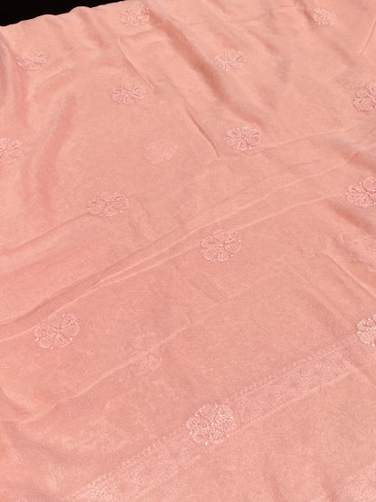 Rangrez Noor| Peach Chikankari Unstitched Suit with Pearl Addons