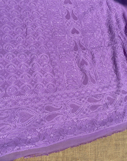 Noorain – Premium Viscose Georgette Chikankari Unstitched Suit(Purple)