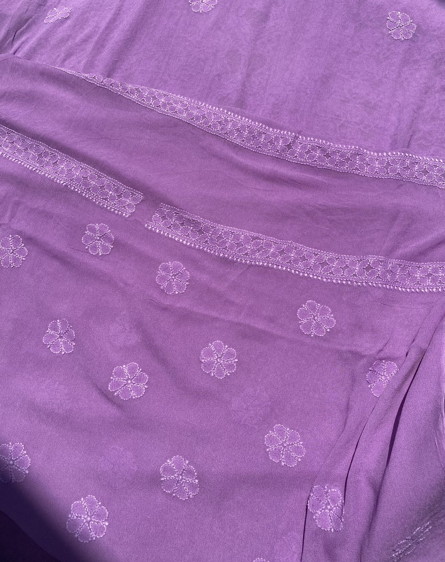 Noorain – Premium Viscose Georgette Chikankari Unstitched Suit(Purple)