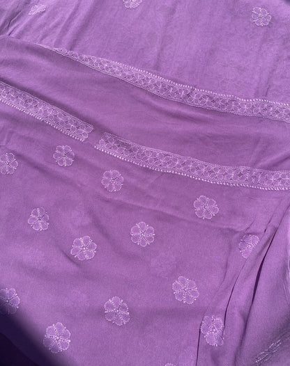Noorain – Premium Viscose Georgette Chikankari Unstitched Suit(Purple)