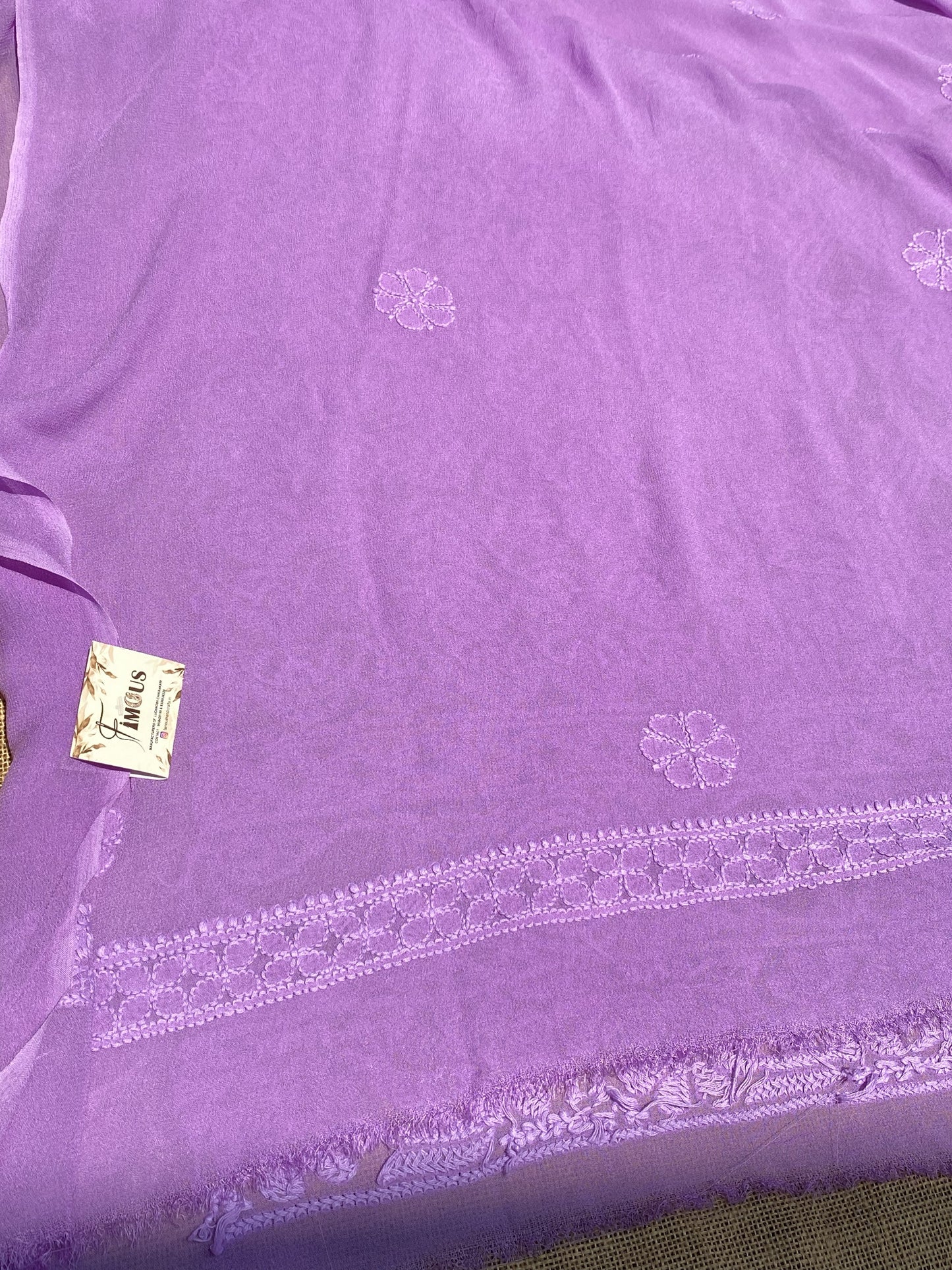 Noorain – Premium Viscose Georgette Chikankari Unstitched Suit(Purple)