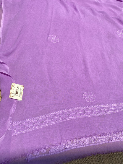 Noorain – Premium Viscose Georgette Chikankari Unstitched Suit(Purple)