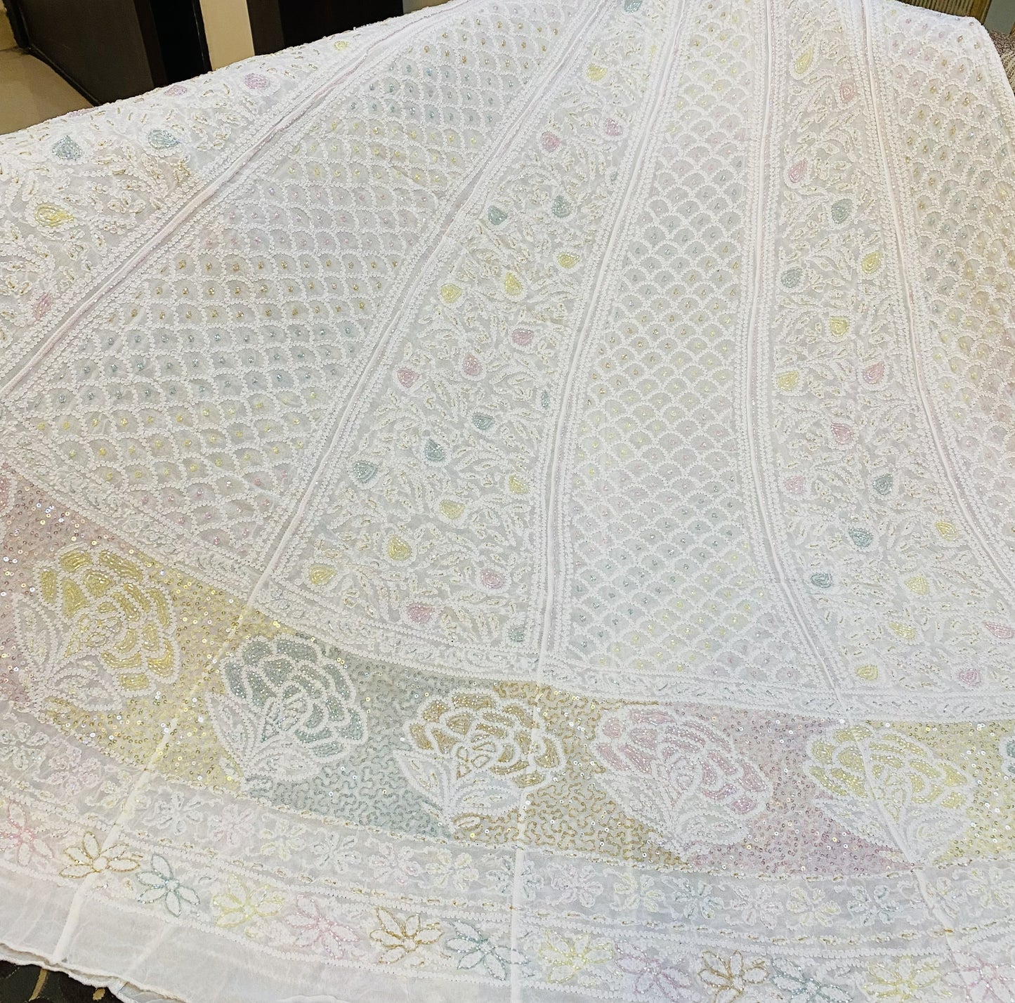 Bridal Chikankari Beadwork Lehenga Choli Dupatta Set