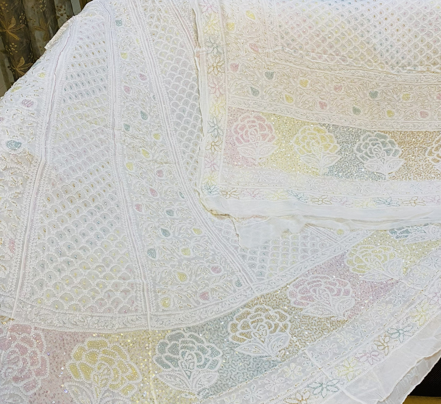 Bridal Chikankari Beadwork Lehenga Choli Dupatta Set