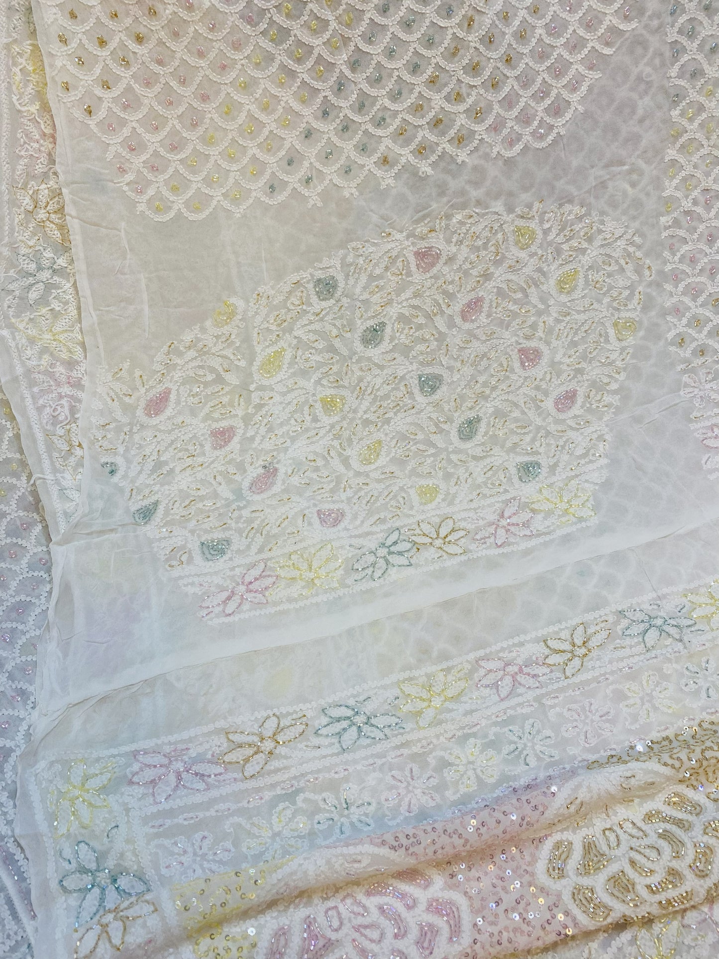 Bridal Chikankari Beadwork Lehenga Choli Dupatta Set